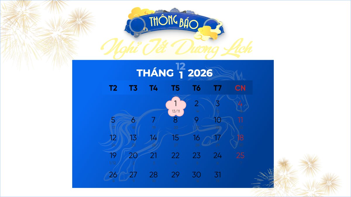 Thông báo nghỉ tết dương lịch