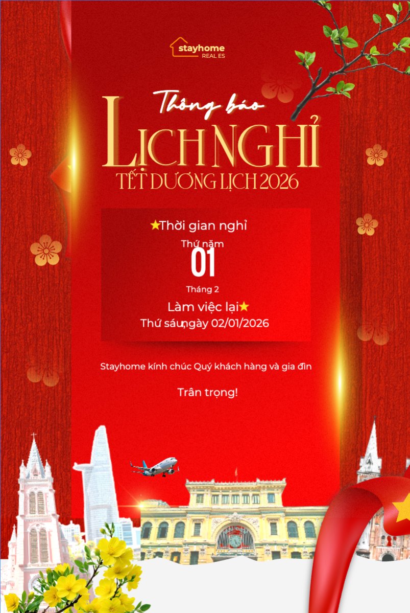 Thông báo lịch nghỉ Tết dương lịch 2026