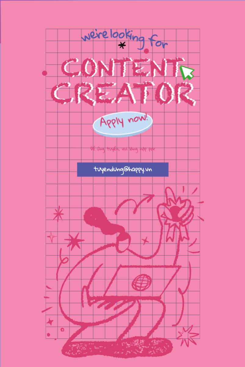 Content creator, nhà sáng tạo nội dung, tuyển dụng, văn phòng, office, dễ thương, cute, đơn giản, simple