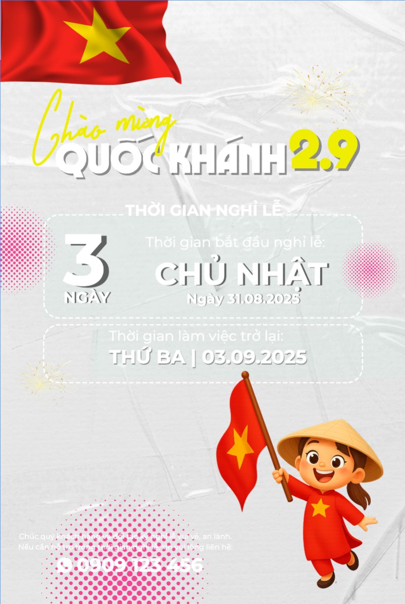2/9, Quốc Khánh, lễ hội, thông báo, lịch nghỉ, Việt Nam, sự kiện, dễ thương, cute, chibi, hoạt hình, cartoon