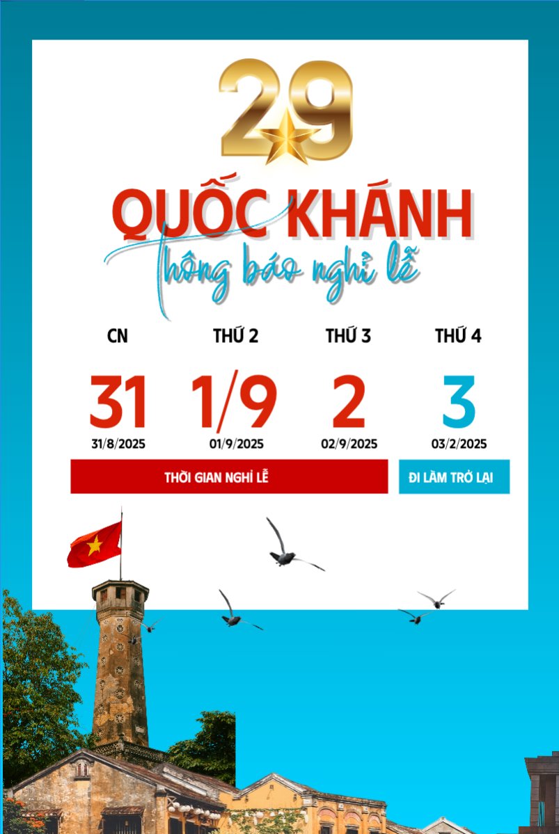 	2/9, Quốc Khánh, lễ hội, thông báo, lịch nghỉ, Việt Nam, sự kiện, event, hiện đại, modern