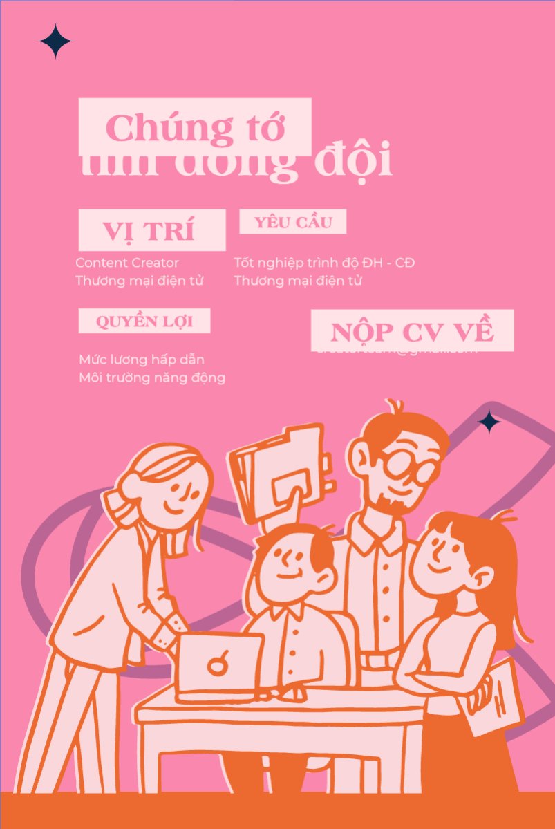 Content creator, tuyển dụng, thương mại điện tử, commercial electronics, social media marketing, online, dễ thương, cute