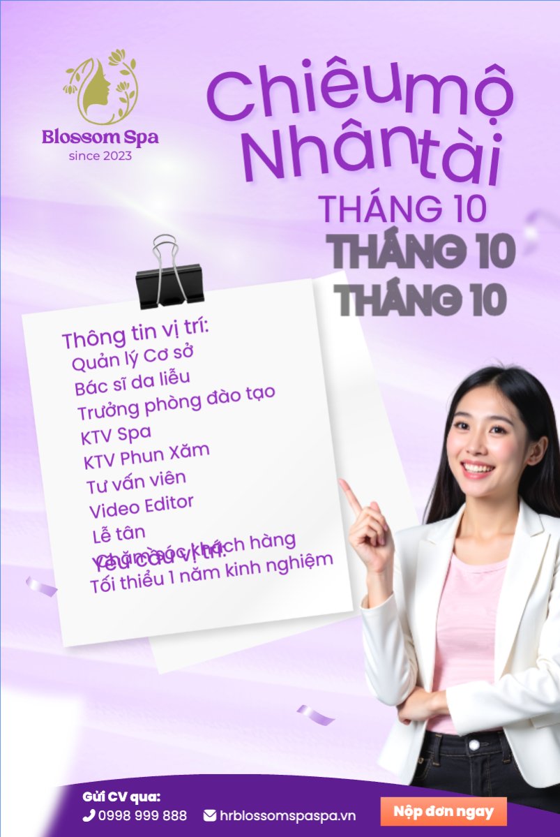 Spa, tuyển dụng, beauty, làm đẹp, thẩm mỹ, cosmetic, hiện đại, morden