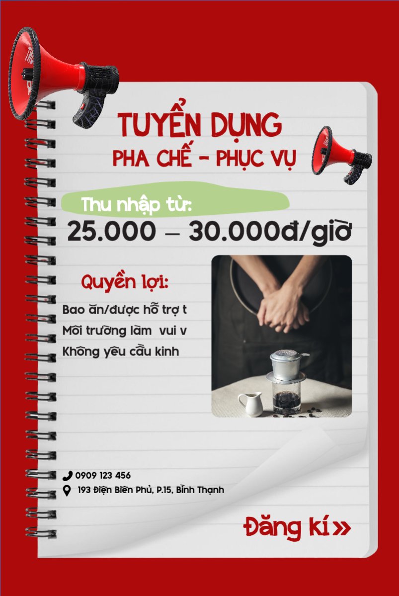 Phục vụ, tuyển dụng, nước uống, juice, giải khát, F&B, drink, hiện đại, modern