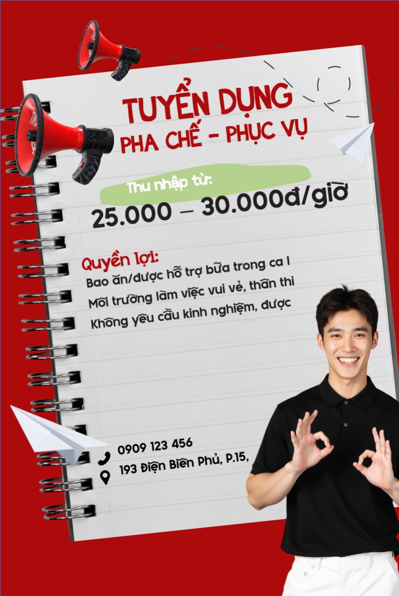 Phục vụ, tuyển dụng, nước uống, juice, giải khát, F&B, drink, hiện đại, modern
