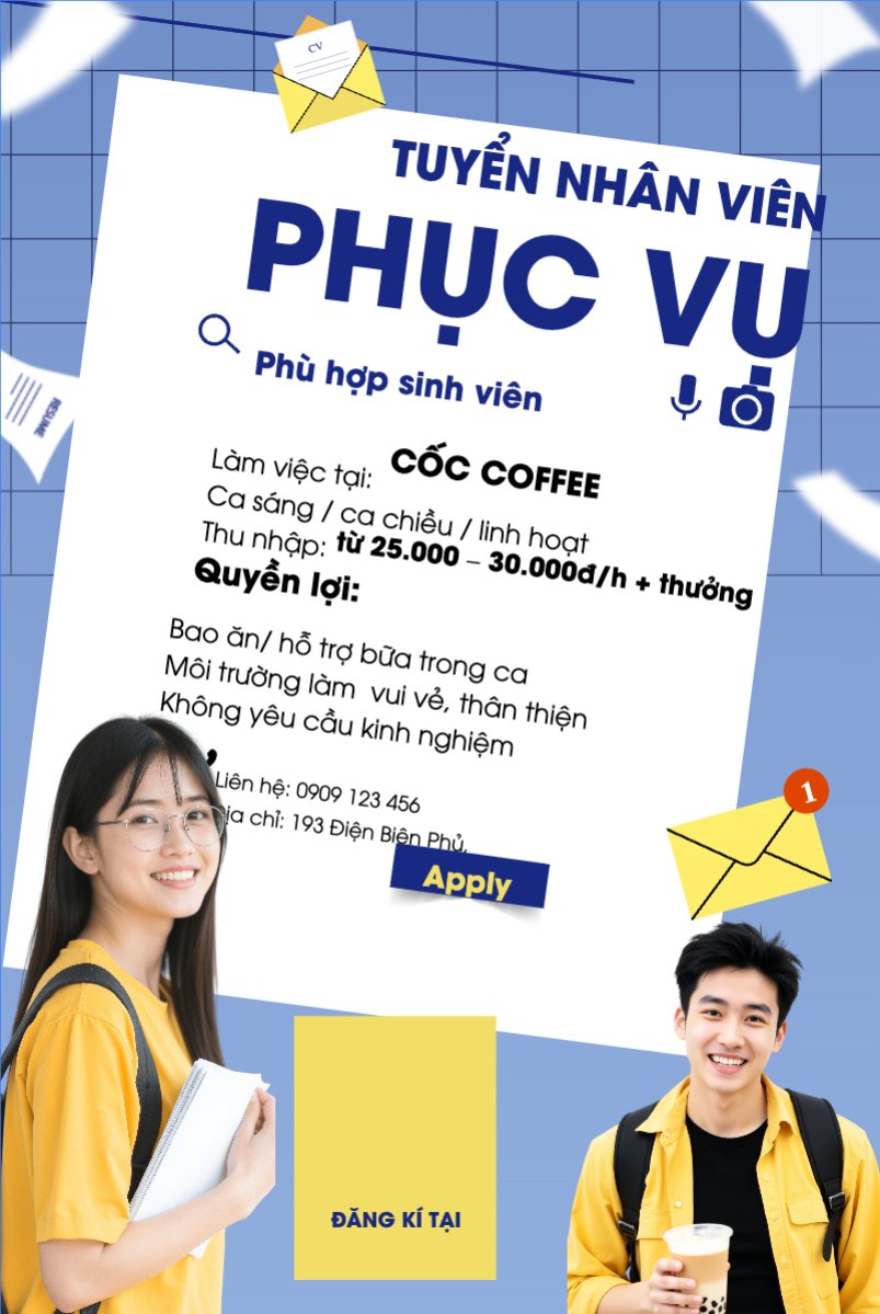 Phục vụ, tuyển dụng, nước uống, juice, giải khát, F&B, drink, hiện đại, modern