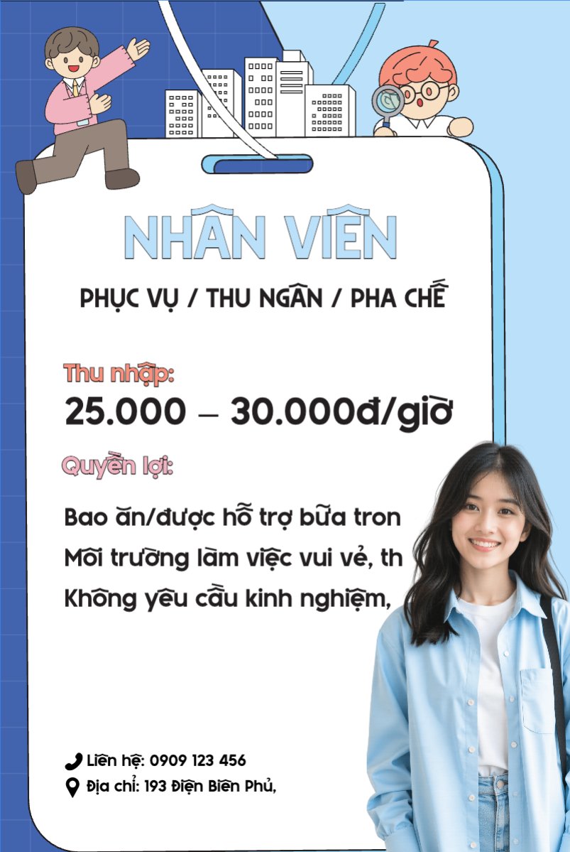 Phục vụ, tuyển dụng, nước uống, juice, giải khát, F&B, drink, dễ thương, cute, chibi, hoạt hình, cartoon
