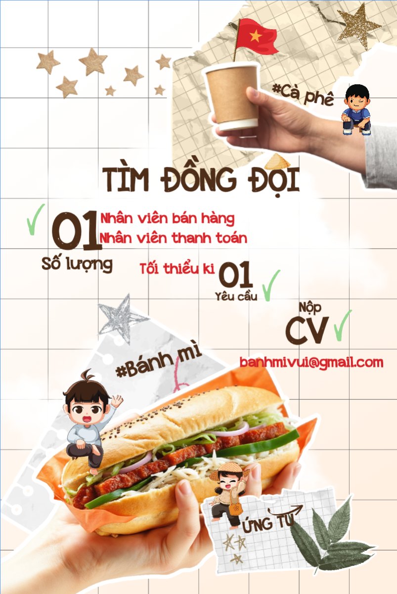 Bánh mì, bán hàng, tuyển dụng, đồ ăn, food, thực phẩm, ẩm thực, món ăn, F&B, thức ăn, dễ thương, cute