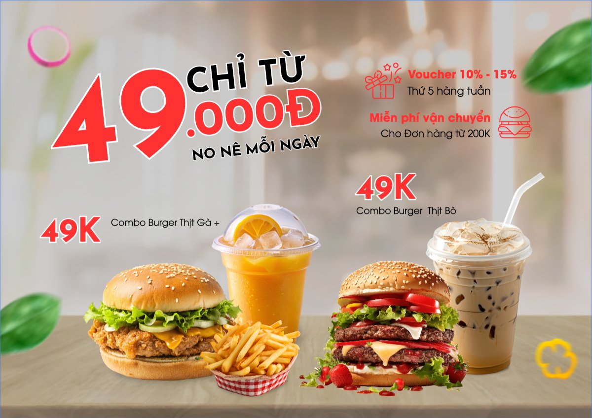 Mẫu Menu tờ rời (ngang) Đồ ăn, food, thực phẩm, ẩm thực, món ăn, F&B, nhà hàng, thức ăn, hamburger — LayerPic