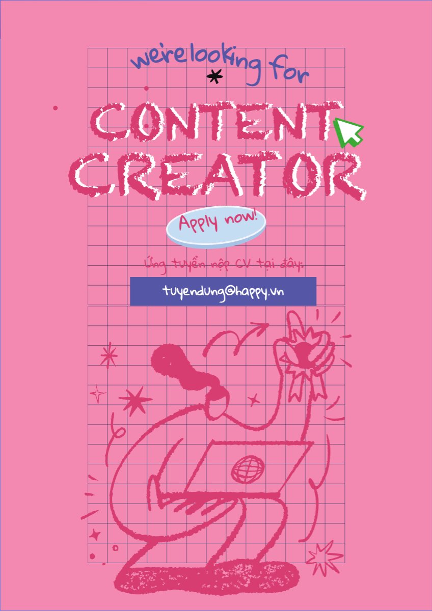 Content creator, nhà sáng tạo nội dung, tuyển dụng, văn phòng, office, dễ thương, cute, đơn giản, simple