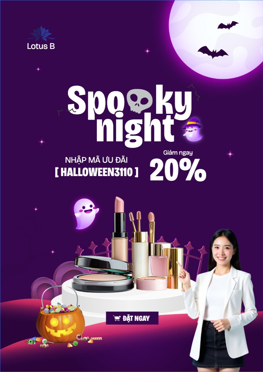 Halloween, lễ hội ma quái, thẩm mỹ, cosmetic, beauty, làm đẹp, sự kiện, event, dễ thương, cute, chibi, hoạt hình, cartoon