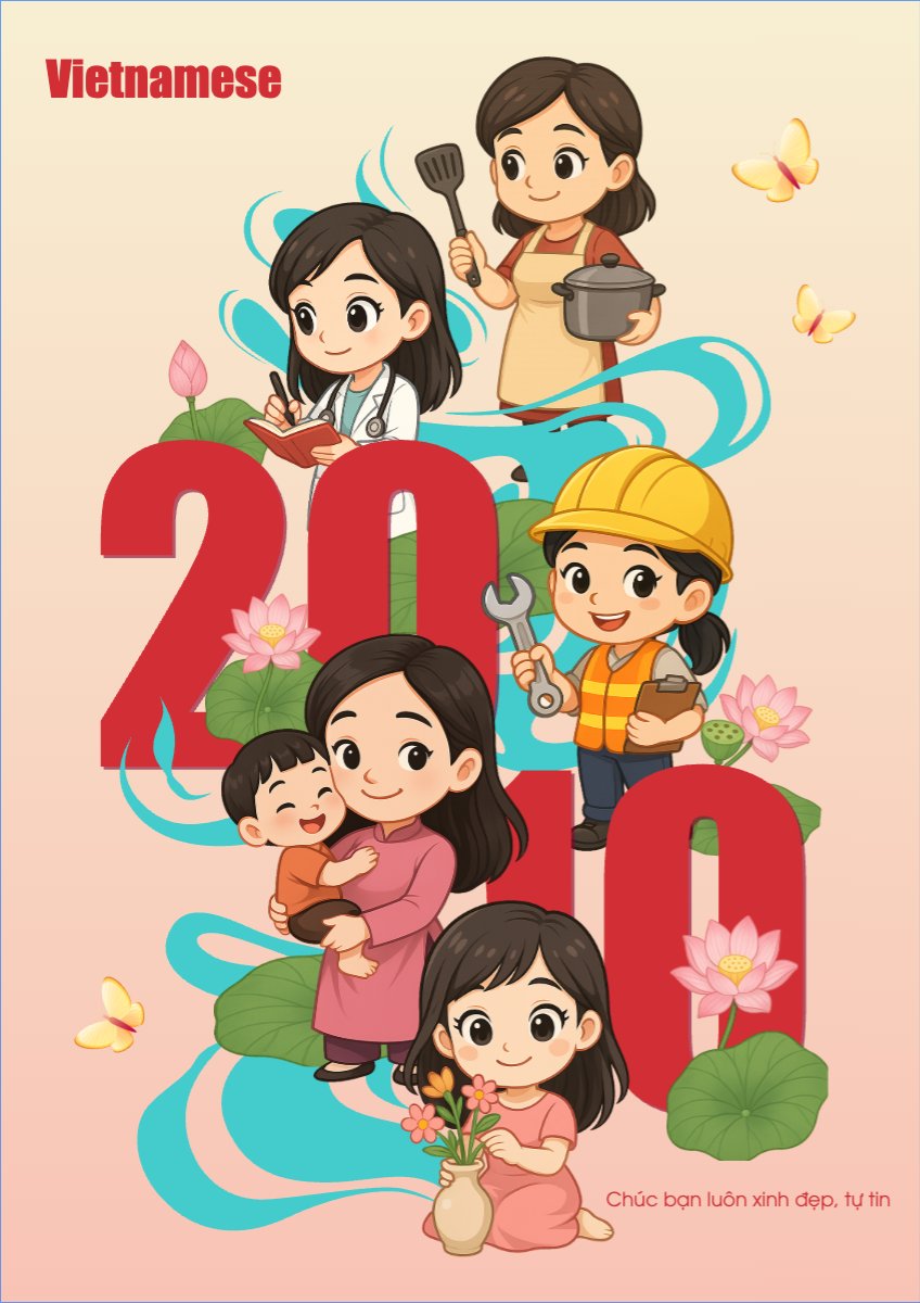 20/10, Ngày phụ nữ Việt Nam, Vietnamese Women's Day, phụ nữ, sự kiện, event, dễ thương, cute, chibi, hoạt hình, cartoon