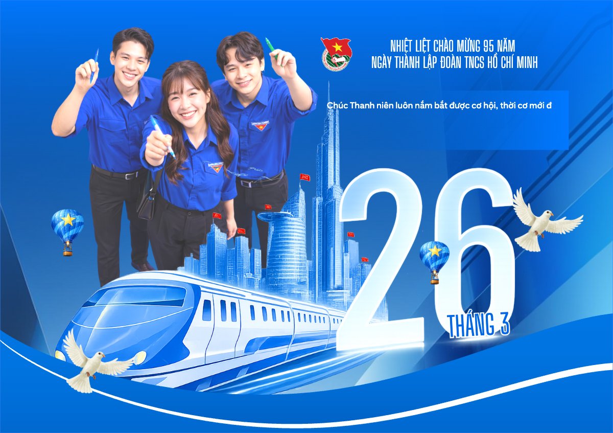 Mẫu Thiệp chúc mừng Chào mừng kỷ niệm ngày thành lập Đoàn TNCS Hồ Chí Minh 26/3 — LayerPic