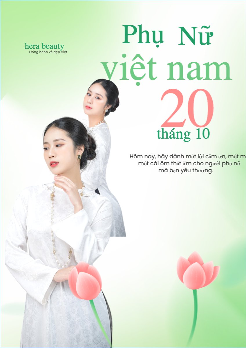 20/10, Ngày phụ nữ Việt Nam, Vietnamese Women's Day, phụ nữ, sự kiện, event, thông báo, chúc mừng, mỹ phẩm, làm đẹp, beauty, hiện đại, modern, hoa lá