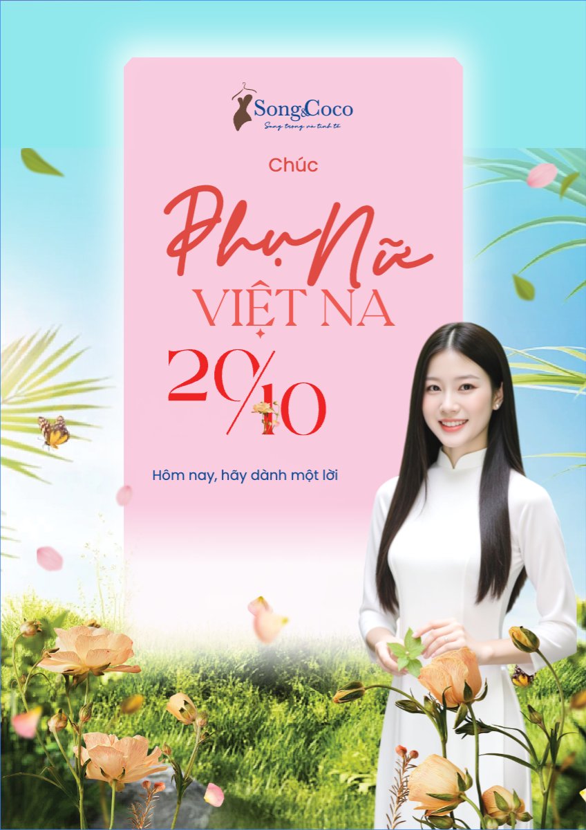 20/10, Ngày phụ nữ Việt Nam, Vietnamese Women's Day, phụ nữ, sự kiện, event, thông báo, chúc mừng, mỹ phẩm, làm đẹp, beauty, hiện đại, modern, hoa lá