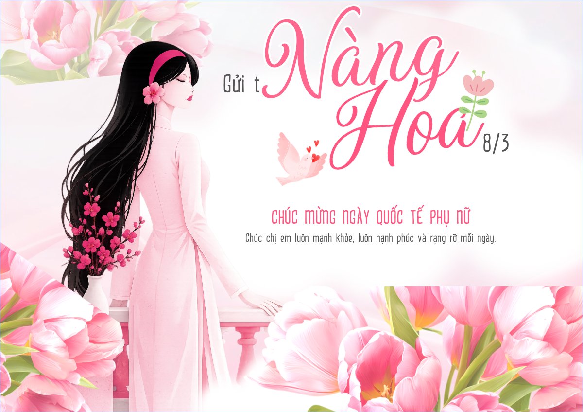 Mẫu Thiệp chúc mừng Gửi trao nàng hoa 8/3 — LayerPic
