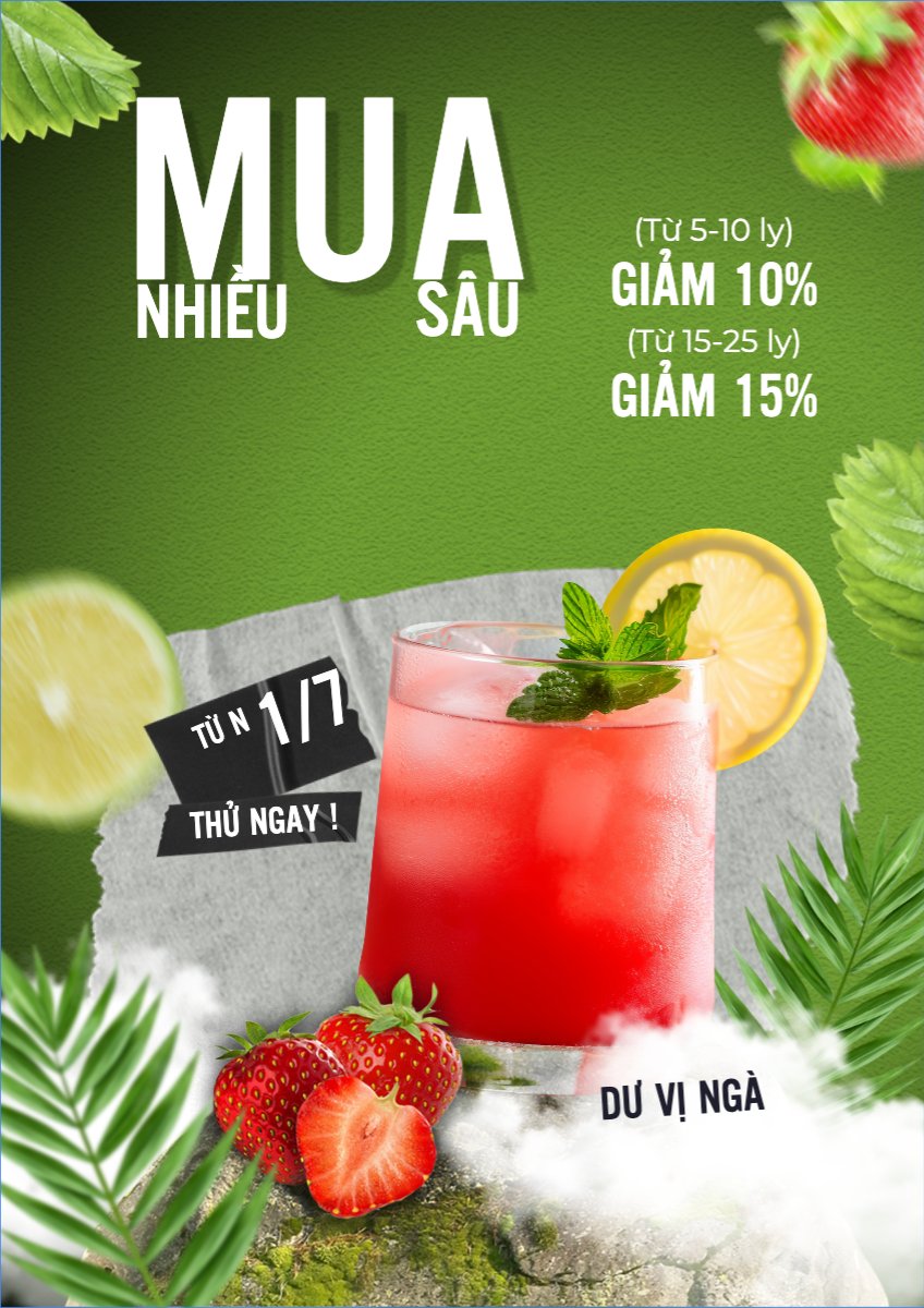 Trà dâu, nước uống, juice, giải khát, F&B, drink, cafe, coffee, cà phê, trà sữa, milk tea, hiện đại