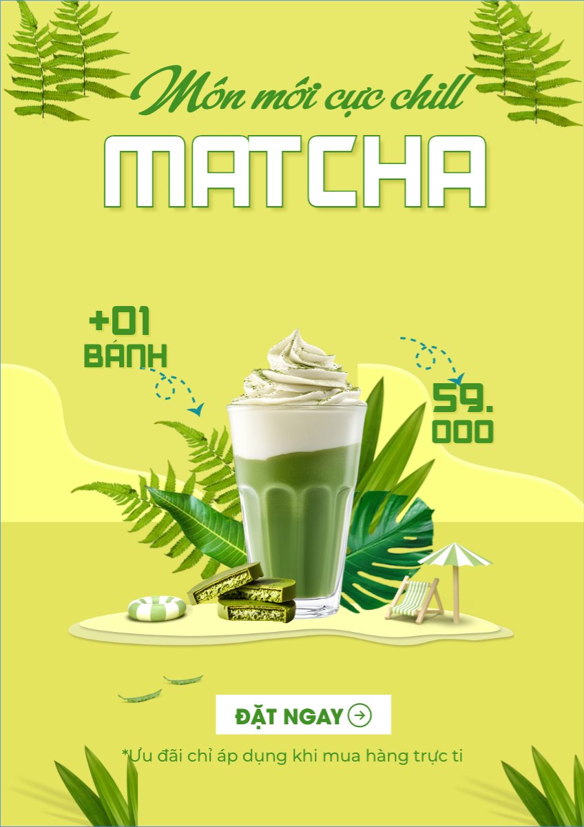 Matcha latte, trà xanh, trà sữa, milktea, nước uống, juice, giải khát, F&B, drink, hiện đại	