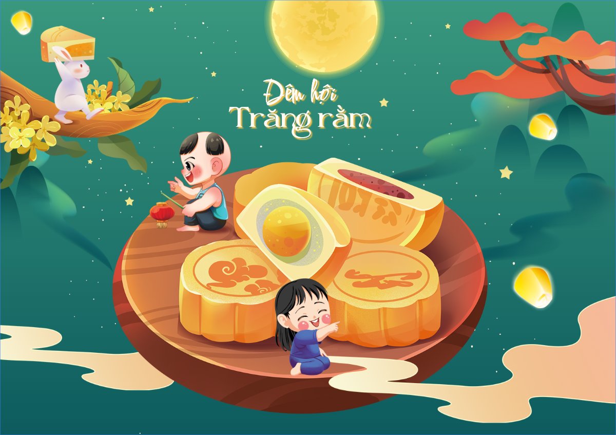 Trung thu, Tết Đoàn Viên, mid-autumn festival, sự kiện, event, dễ thương, cute, chibi, hoạt hình, cartoon