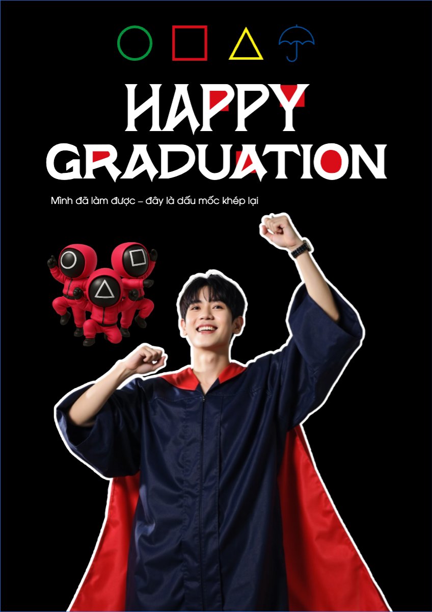 	Tốt nghiệp, kỉ yếu, Graduation, yearbook, giáo dục, education, squid game, hoạt hình, cartoon