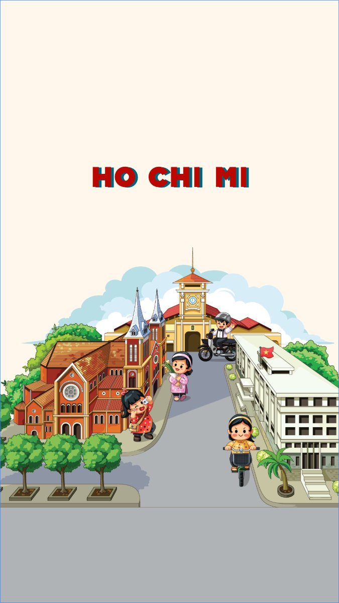 Hồ Chí Minh, Sài Gòn, Việt Nam, địa danh, du lịch, travel, dễ thương, cute, chibi, hoạt hình, cartoon	