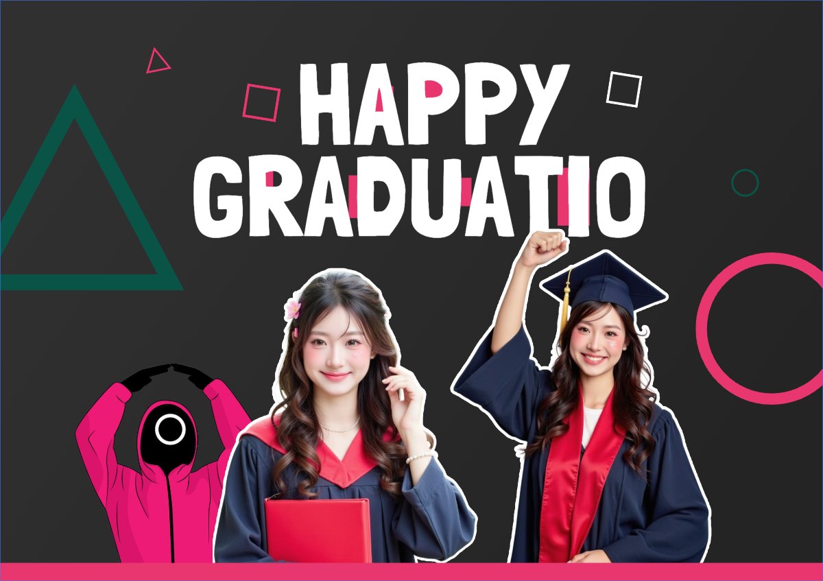 Tốt nghiệp, kỉ yếu, Graduation, yearbook, squid game, dễ thương, cute, chibi, hoạt hình, cartoon