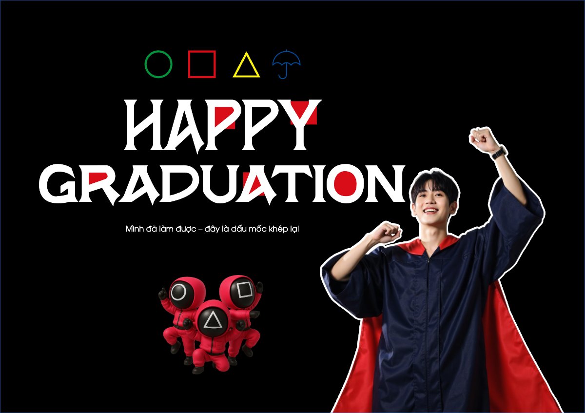Tốt nghiệp, kỉ yếu, Graduation, yearbook, squid game, dễ thương, cute, chibi, hoạt hình, cartoon