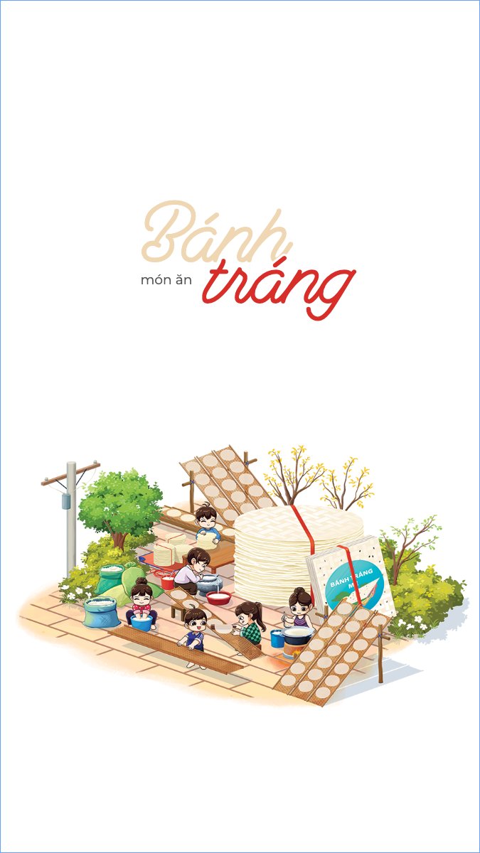 Làm bánh tráng, bánh tráng, truyền thống, Việt Nam, traditional, dễ thương, cute, chibi, hoạt hình, cartoon