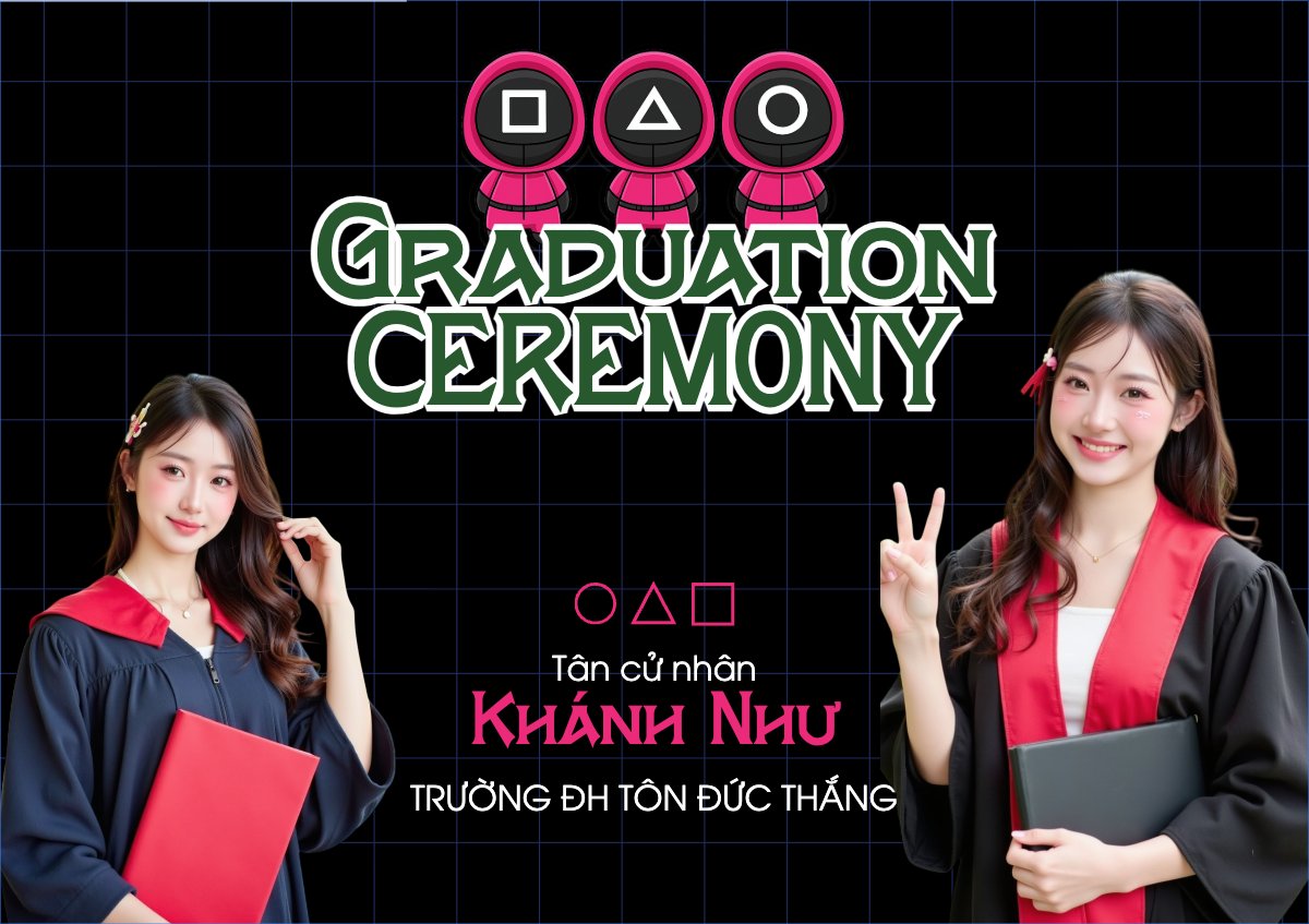Tốt nghiệp, kỉ yếu, Graduation, yearbook, dễ thương, cute, chibi, hoạt hình, cartoon, squid game