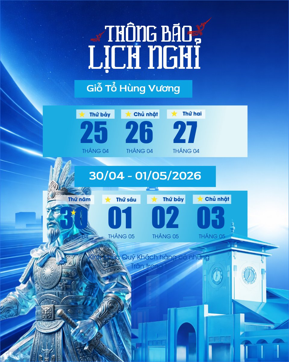 Lịch nghỉ lễ Giỗ Tổ và 30/4-1/5