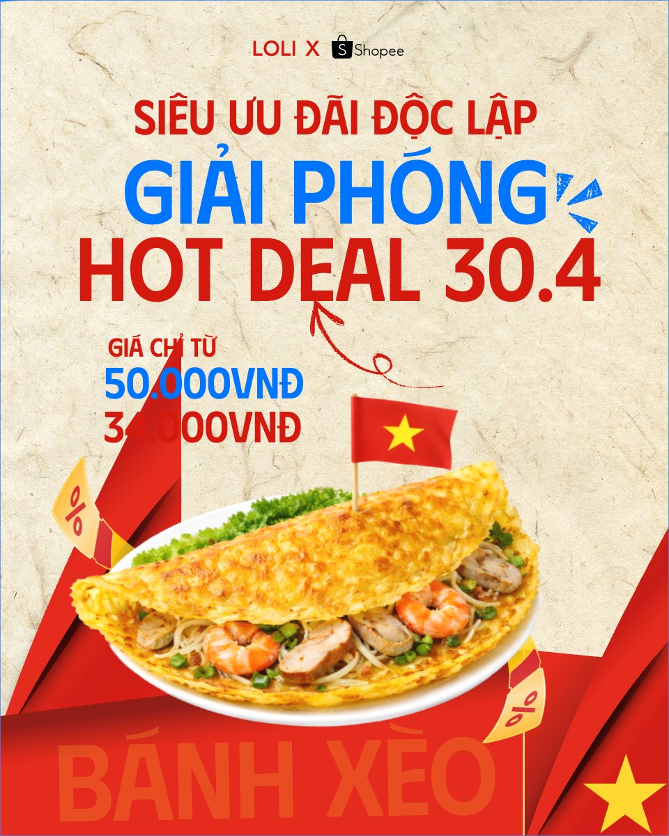Mẫu Bài post MXH dọc Siêu ưu đãi độc lập giải phóng Hot Deal 30.4 — LayerPic