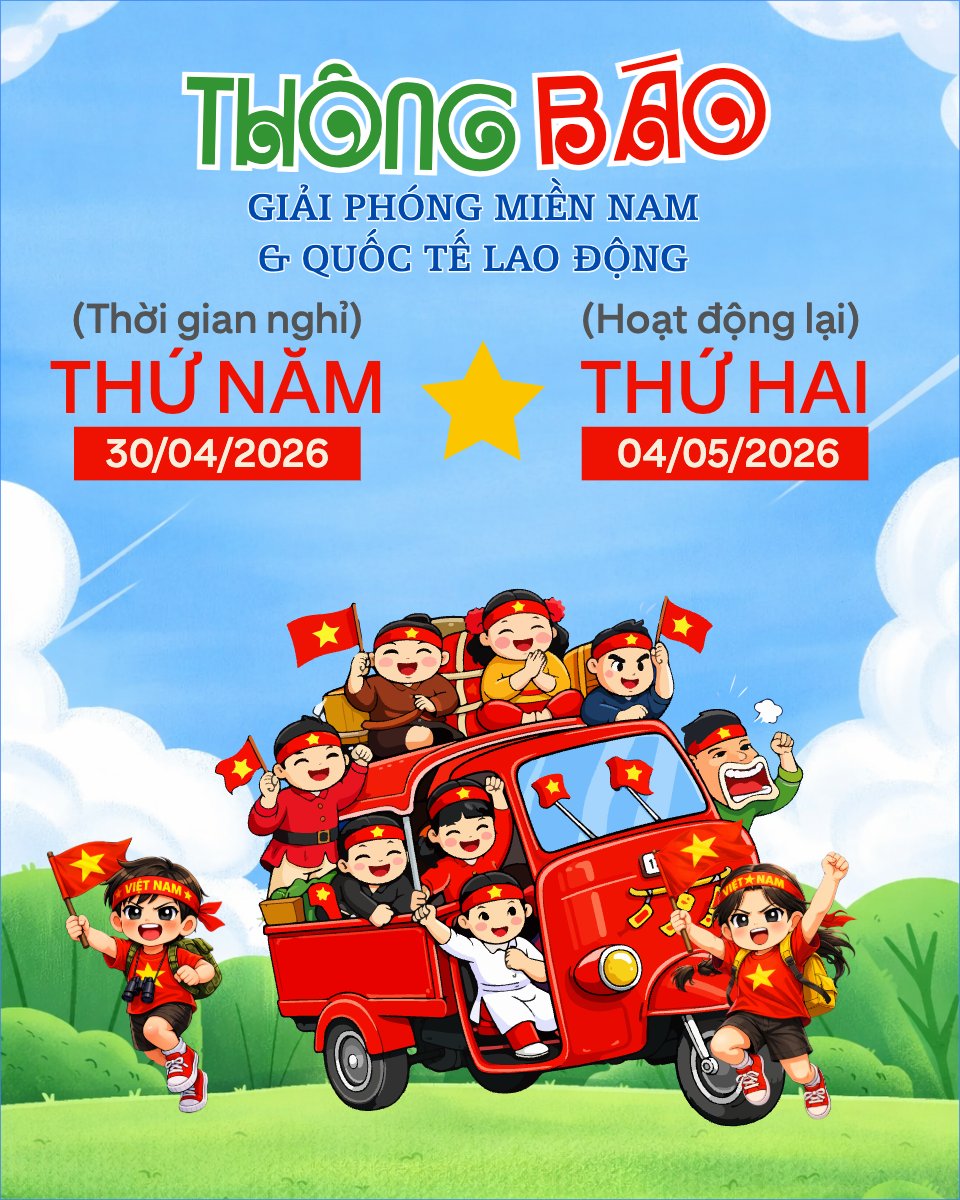 Mẫu Bài post MXH dọc Lịch nghỉ lễ 30/4-1/5 — LayerPic