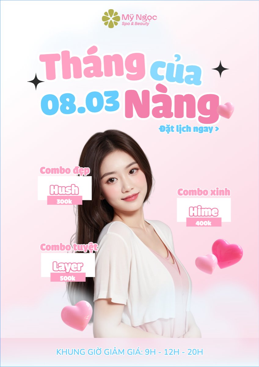 Quốc tế phụ nữ, 8/3, valentine, lễ tình nhân, 14/2, làm đẹp, spa