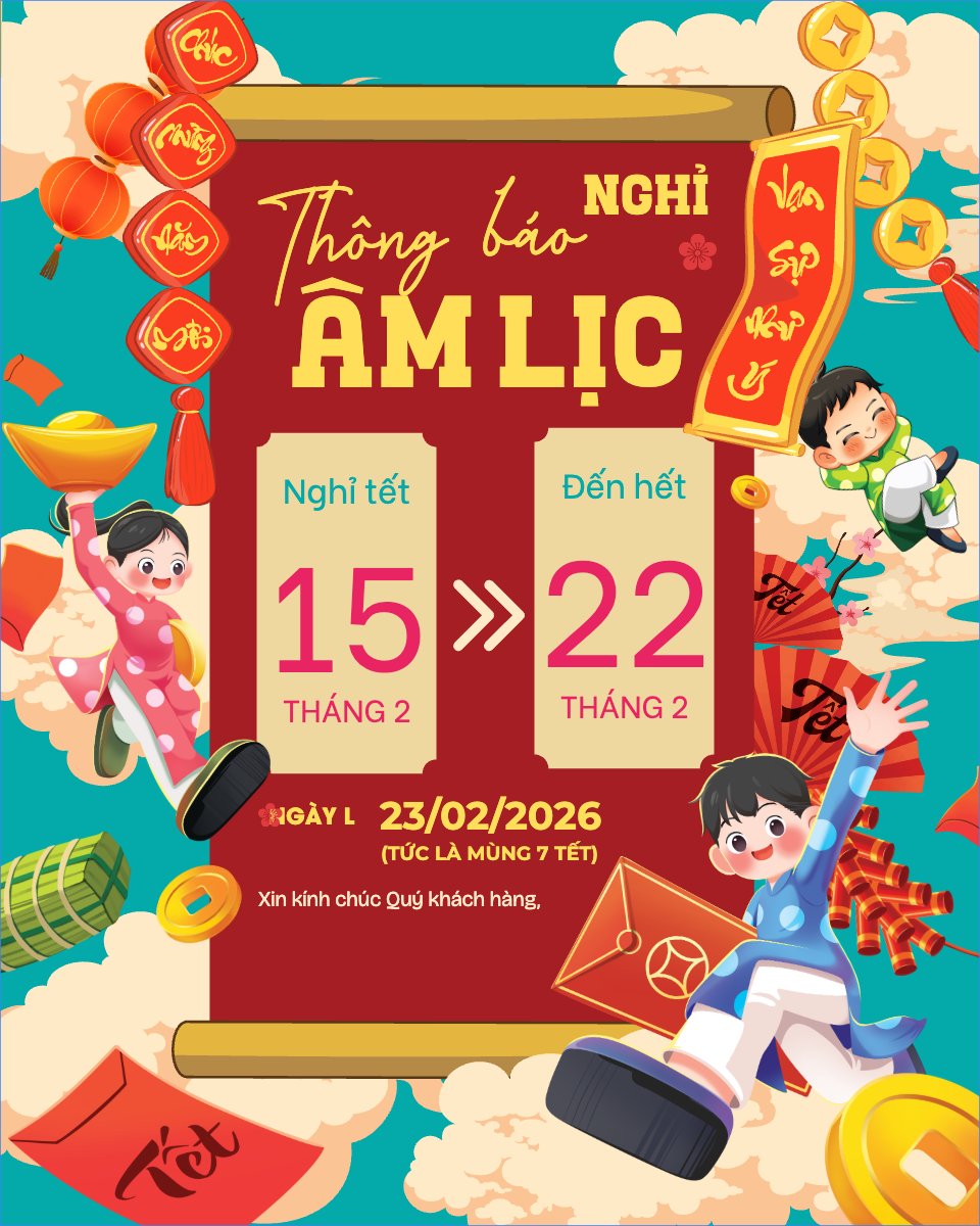 Mẫu Bài post MXH dọc Thông báo nghỉ tết âm lịch — LayerPic
