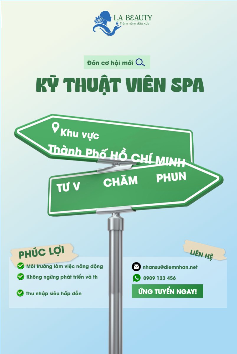 Nhân viên spa, tuyển dụng, beauty, làm đẹp, thẩm mỹ, cosmetic, hiện đại, morden