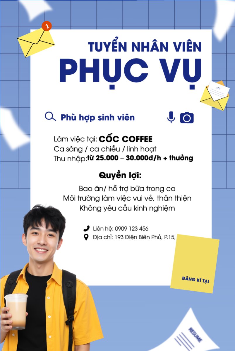 Phục vụ, tuyển dụng, nước uống, juice, giải khát, F&B, drink, hiện đại, modern