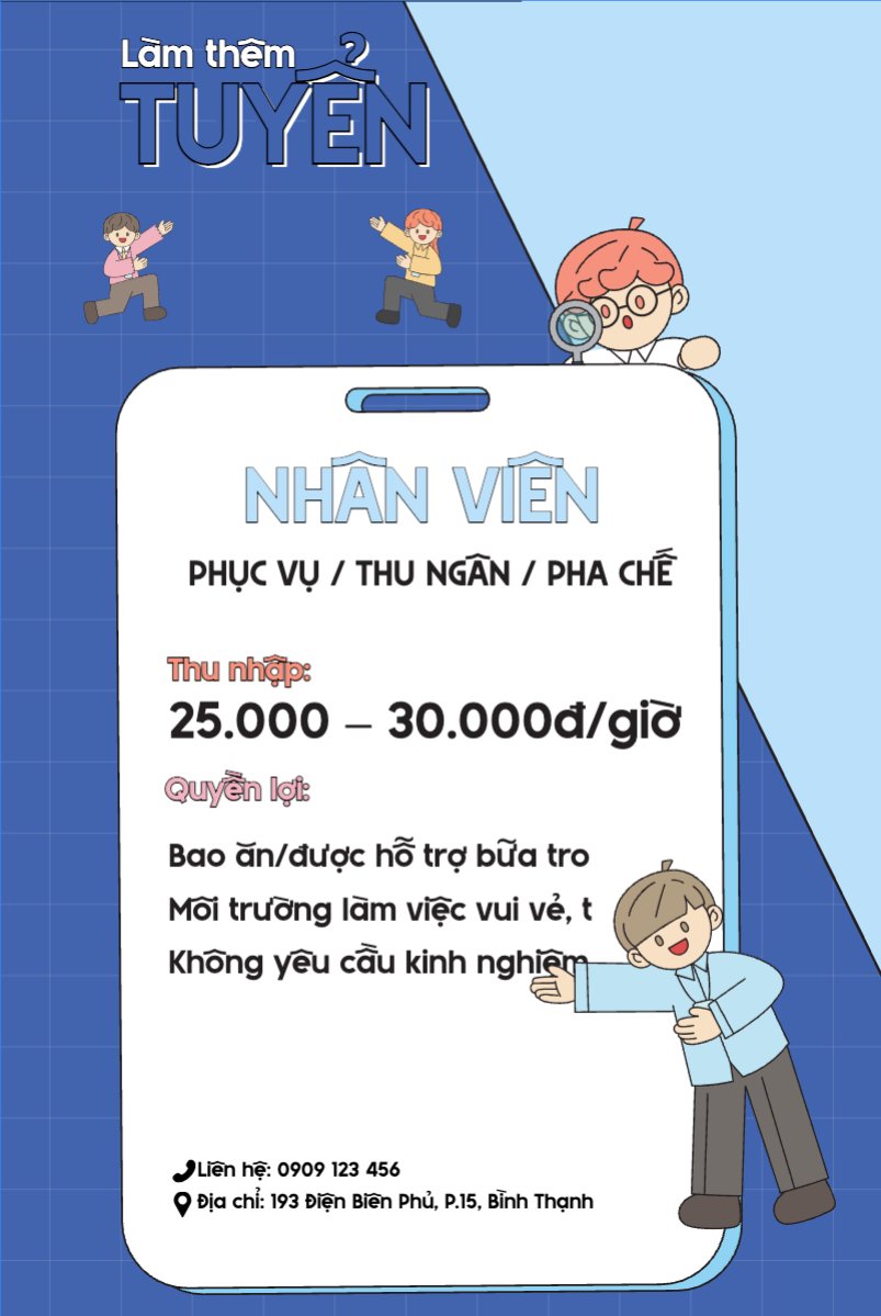 Phục vụ, tuyển dụng, nước uống, juice, giải khát, F&B, drink, dễ thương, cute, chibi, hoạt hình, cartoon