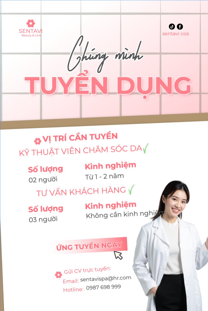 Mẫu Bài post MXH dọc Spa, tuyển dụng, beauty, làm đẹp, thẩm mỹ, thẩm mỹ viện, cosmetic, hiện đại, modern — LayerPic