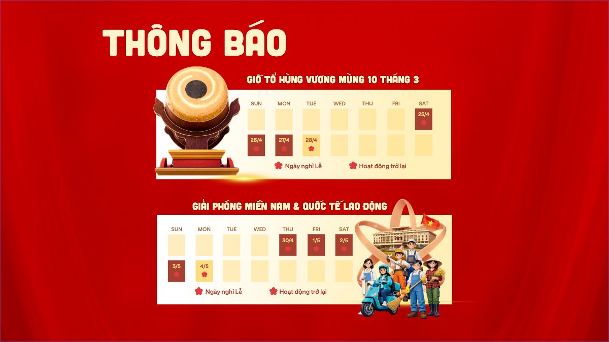 Mẫu Bài post MXH (16:9) Thông báo nghỉ lễ 2026 — LayerPic