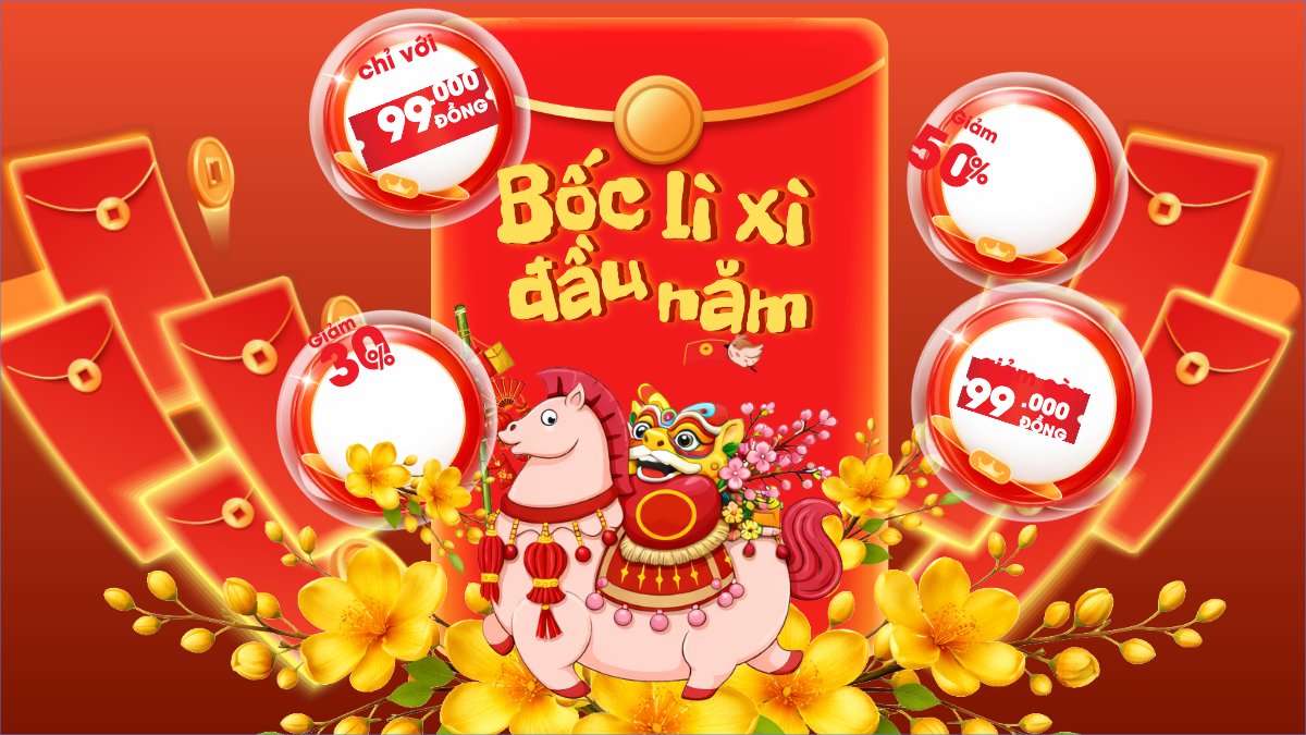 Mẫu Bài post MXH (16:9) Lì xì đầu năm — LayerPic