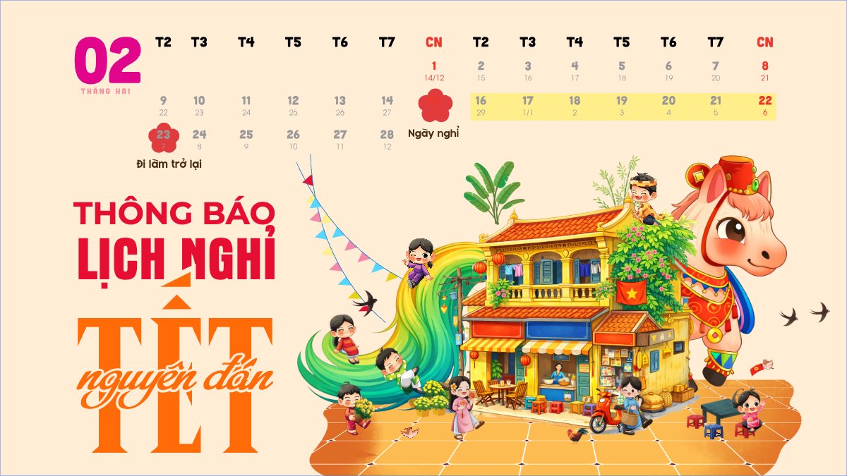 Mẫu Bài post MXH (16:9) Thông báo nghỉ tết Nguyên Đán — LayerPic