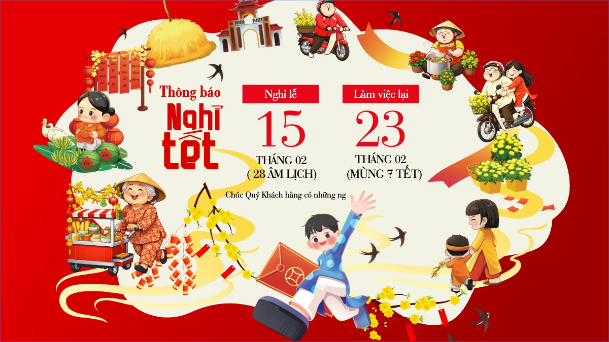Mẫu Bài post MXH (16:9) Thông báo nghỉ tết Nguyên Đán — LayerPic
