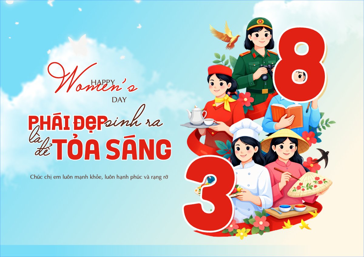 Mẫu Thiệp chúc mừng Phái đẹp sinh ra là để tỏa sáng 8/3 — LayerPic
