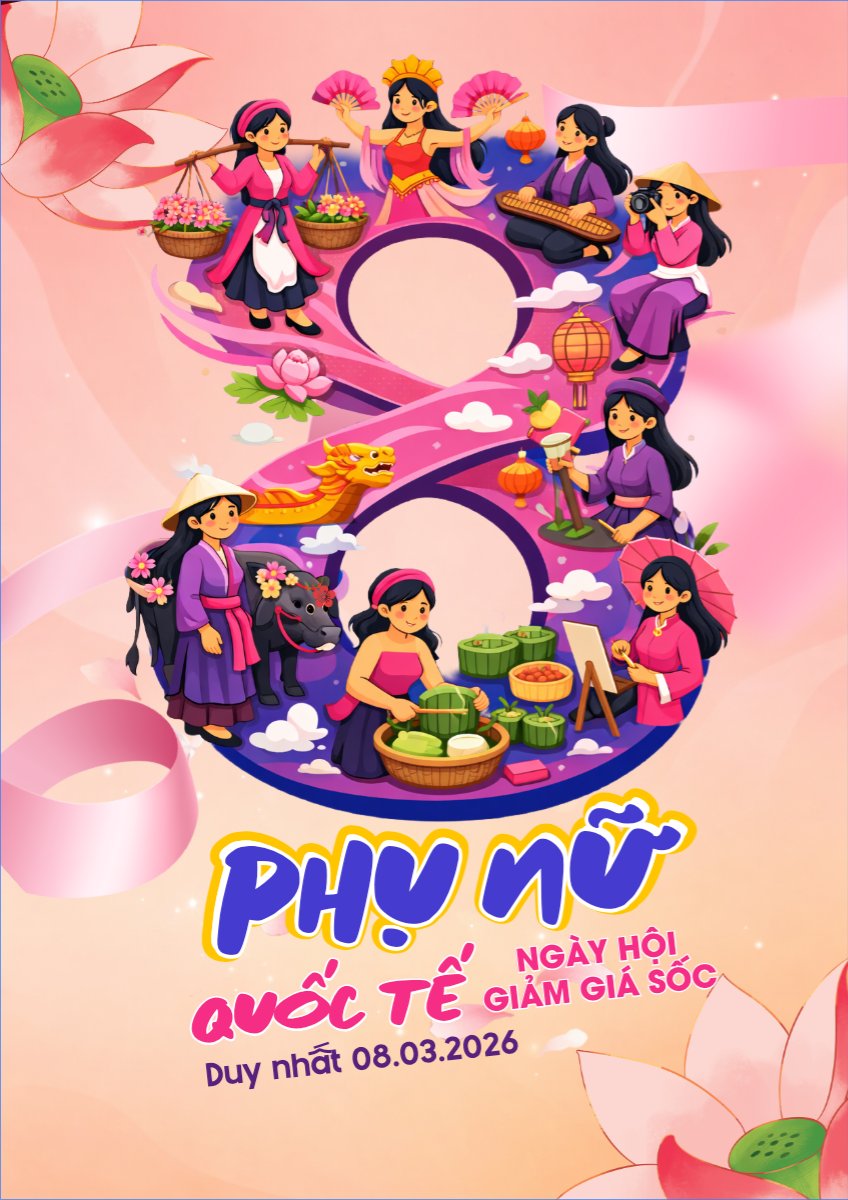 Mẫu Poster chuẩn Ngày hội giảm giá 8/3 — LayerPic