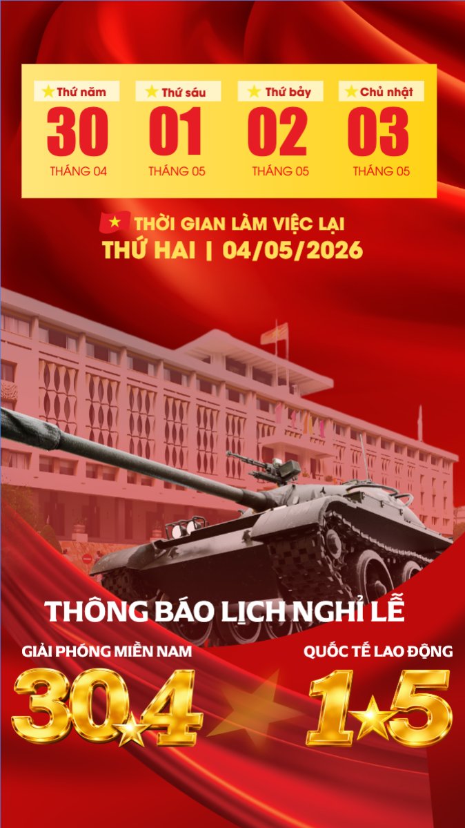 Lịch nghỉ lễ 30/4-1/5