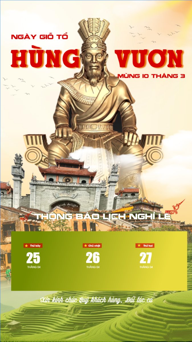 Lịch nghỉ lễ Giỗ Tổ Hùng Vương