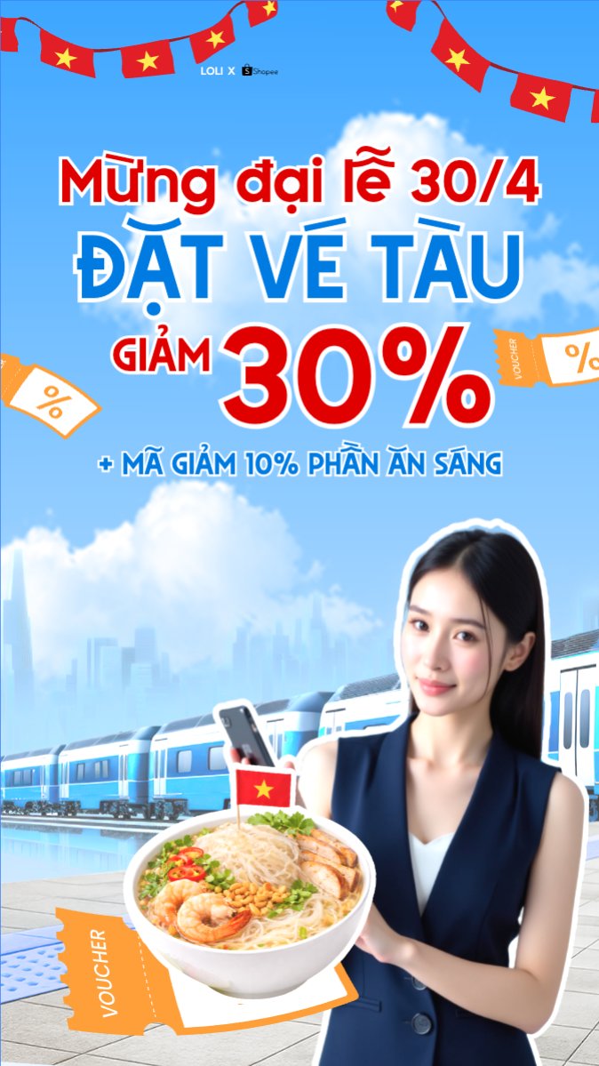 Mừng đại lễ 30/4 đặt vé tàu giảm tới 30%