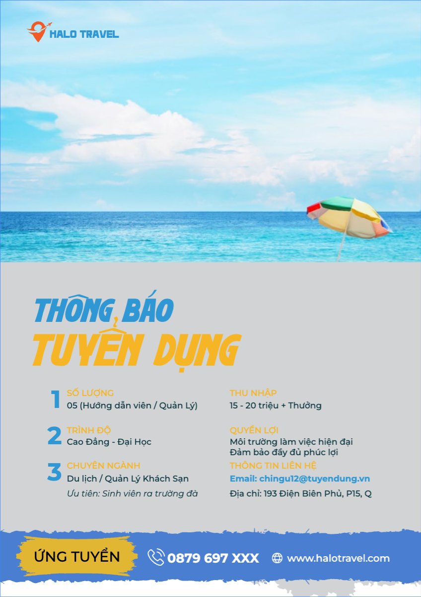 Du lịch, travel, tourism, trải nghiệm, khám phá, tuyển dụng