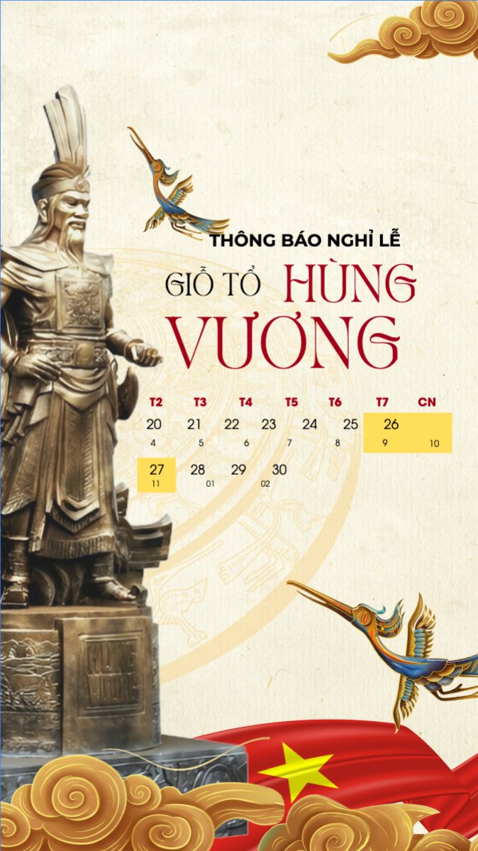Lịch nghỉ lễ giỗ tổ Hùng Vương