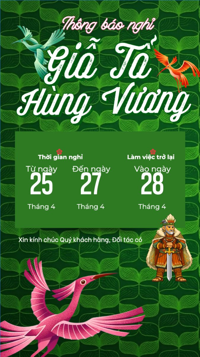 Lịch nghỉ lễ Giỗ Tổ Hùng Vương